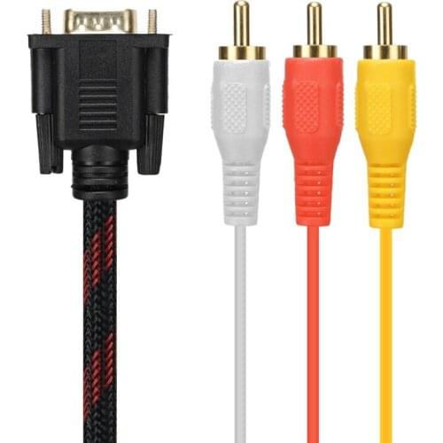 Adapter Cable,RCA Cable RCA Audio Cable VGA to AV Cable 15 Pin to 3 RCA Audio AV Cable Adapter for HDTV PC DVD,5FT/ 1.5M