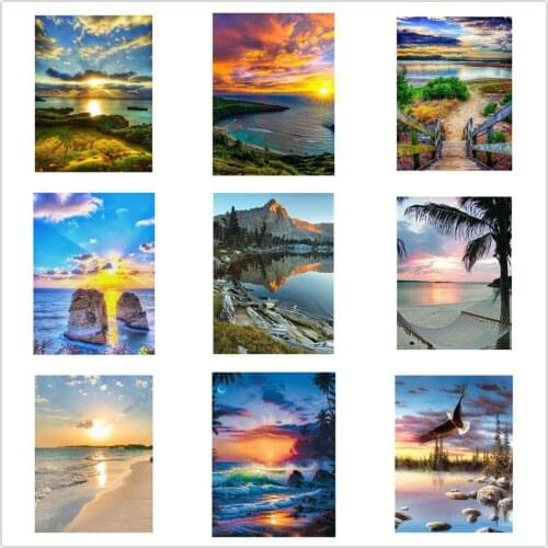 Full Square/Round Drill Diamond Painting 5D DIY "Sea Sun" Picture Rhinestone Mosaic Diamond Embroidery Wall Home Decoration