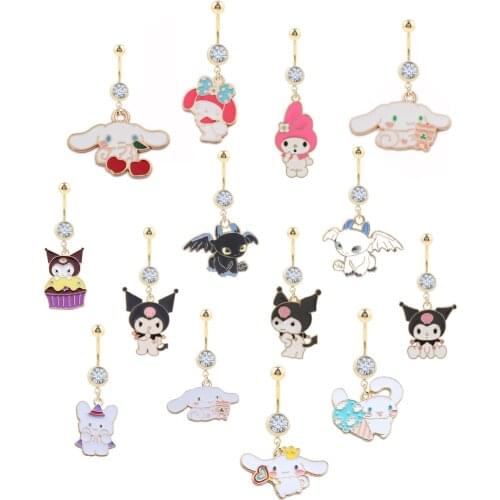 1PC Crystal Navel RingS Barbell Drop Dangle Body Piercing Nombril Ombligo Animal Rabbit Belly Button Rings Women Body Jewelry
