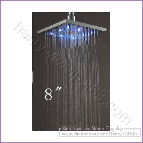 L16652 - Luxury Chrome Finish Square Brass Material 8" Rainfall OverHead Shower with LED Light