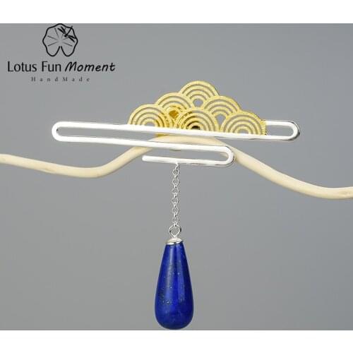Lotus Fun Moment Real 925 Sterling Silver Natural Stone Fashion Jewelry Oriental Element Peace Clouds Brooch For Women Cute Gift