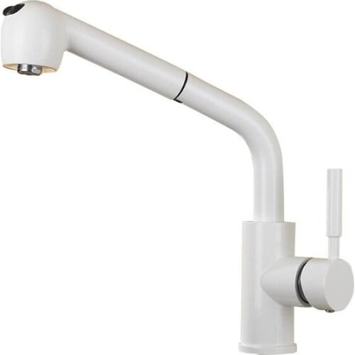 Copper sink and vegetable basin Rotatable faucet Double outlet hot and cold kitchen faucet Pull-out sink faucet