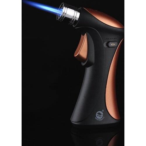Metal Spray Gun Inflatable Windproof Gas Lighter Fixed Lock Outdoor Point Cigar Butane Torch Lighter
