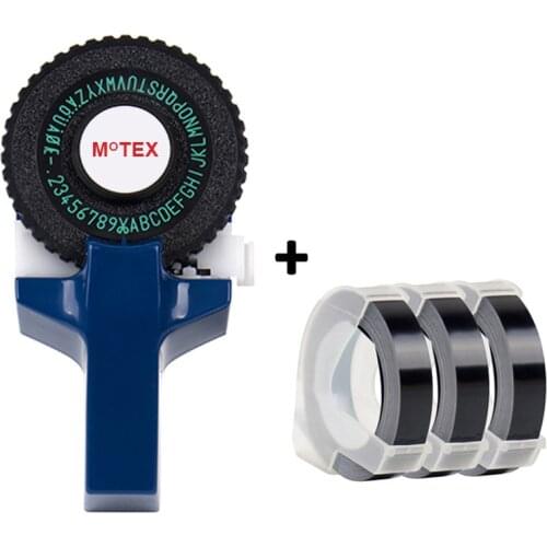 1Pcs MoTex E101 Mini Printer embossing label maker with compatible dymo embossing Tape Dark Blue Typewriter label machine