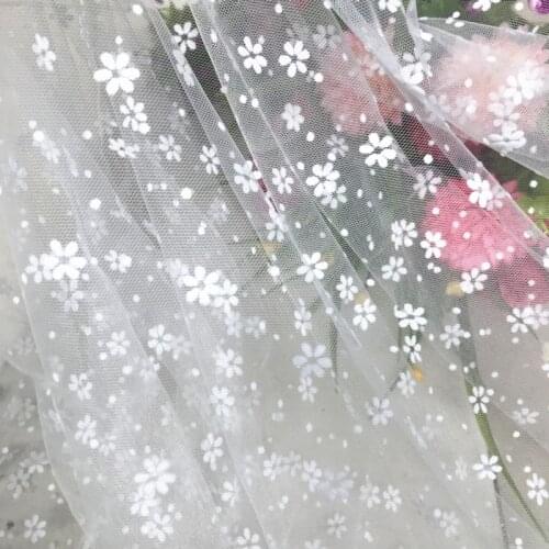 Soft Flocked Floral Mesh Tulle Fabric for Dress,Tutu Skirt,Background Decor Black White Pink Red Blue Green Purple by the meter