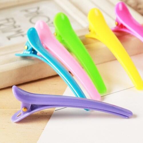 2019 new large duckbill Clip Girls' face washing bangs clip barber shop hairdressing long mouth clip candy color plastic clip