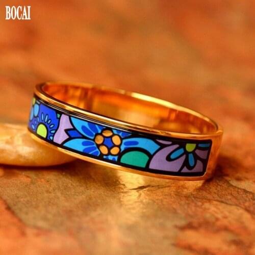 2020 new jewelry Fashion cloisonne high temperature firing oval side opening female bracelet enamel jewelry