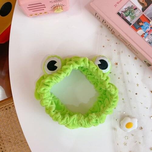 2021 New interesting and cute frog stretch adult makeup headband girls elegant wide-brimmed hair accessories funny creative head