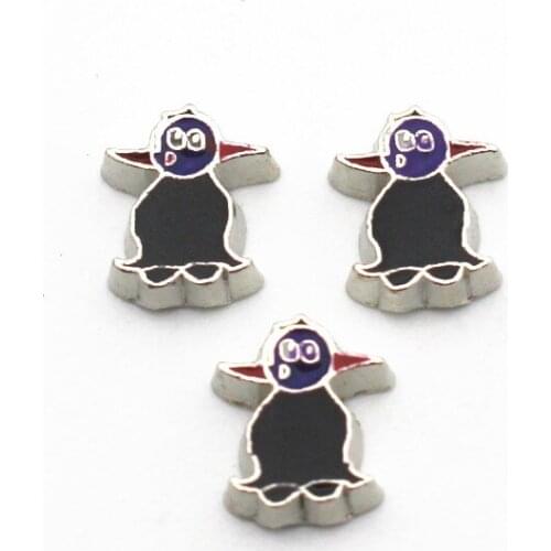 New Arrival 10pcs/lot Halloween crow floating charms Alloy charms living glass memory lockets diy Accessory jewelry