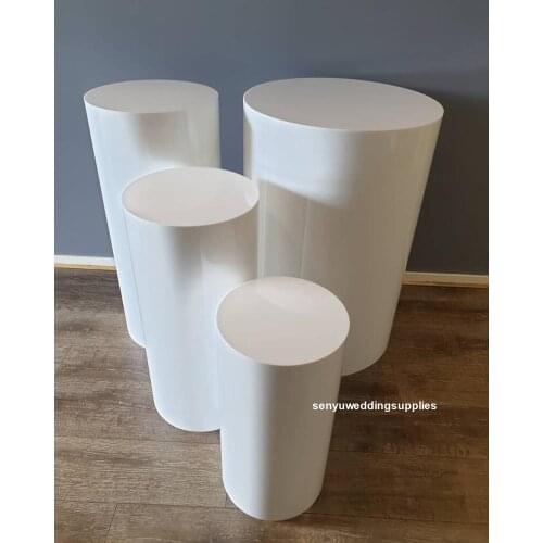 4pcs/set)White Acrylic Cylinder Pedestal Round Plinth For Wedding Decoration Backdrop senyu2278