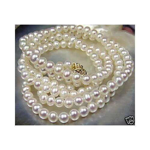 Wholesale Beautiful!7-8mm White Akoya Cultured Pearl Necklace 25"