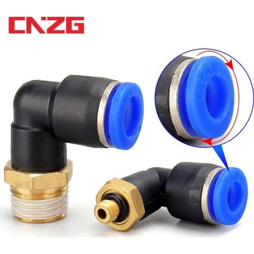 PL Pneumatic Connector 4mm 6mm 8mm 10mm 12mm Hose OD 1/8 "1/4" 3/8 "1/2" Male Thread Tube Elbow Air Push In