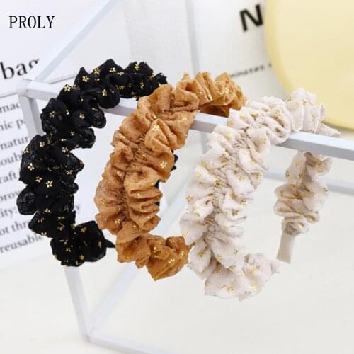 PROLY New Fashion Womens Hairband Snowflake Flower Headband Pleated Overhang Turban Casual Hair Accessories Turban
