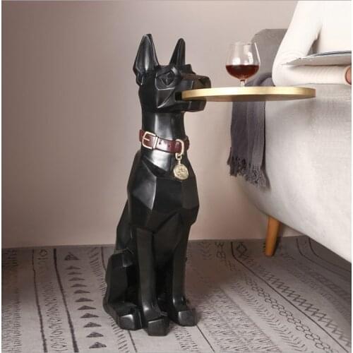 Nordic Luxury Large Animal Floor Dog Resin Accessories Multifunctional Storage Tray Home Livingroom Figurines Crafts Decoration