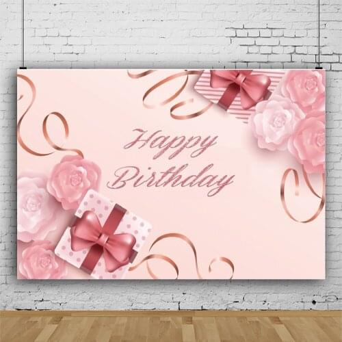 Pink Gift Box Ribbon Background Portrait Photography Birthday Party Photozone Decors Backdrops Studio Prop Accessories