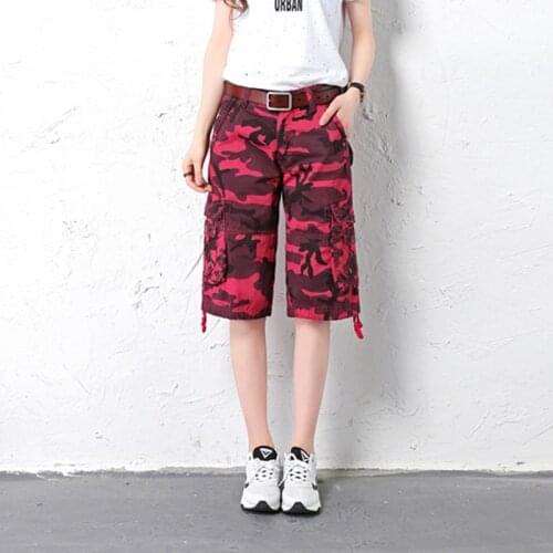 Outdoor Loose Multi-pocket Shorts Women Camouflage Plus Size Military Tactical Cargo Short Army Fashion Cotton Fit Sports Shorts