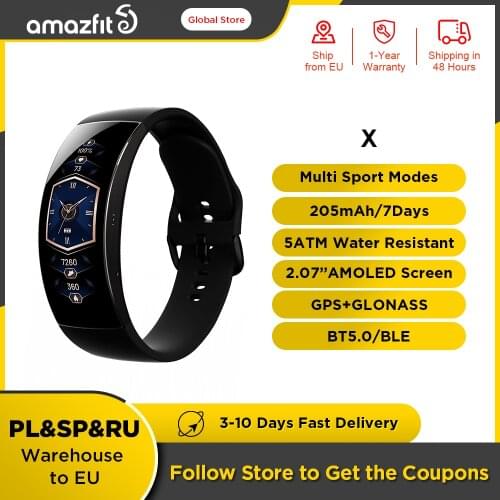 Amazfit X Smartwatch Curved Screen Titanium Body Sleep Monitoring Global Version 5ATM Water Resistant Multi Sports Modes