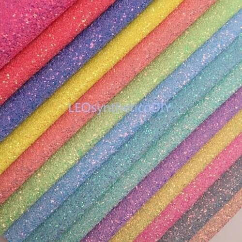 1PC 21X29CM Pastel Glitter Fabirc, Chunky Glitter Leather, Glitter Leather Sheets For Making Bows LEOsyntheticoDIY GM4030A