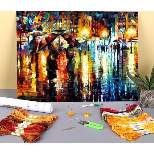 Evening Close Encounter Printed Fabric 11CT Cross-Stitch Full Kit DIY Embroidery DMC Threads Handiwork Painting Magic