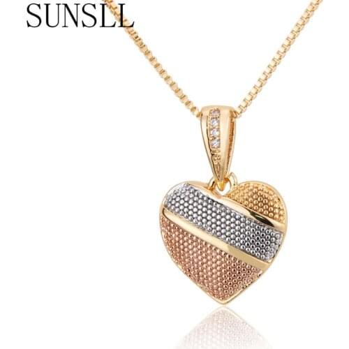 New Arrival Hot Sale Exquisite Jewelry Set Gold Copper White Cubic Zircon Heart Necklace Earrings For Women Fashion Party Gifts