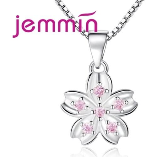 Elegant Trendy Unique Design Sweet Necklace 925 Sterling Silver Flower Shape Pendant Women Girl Appointment Party