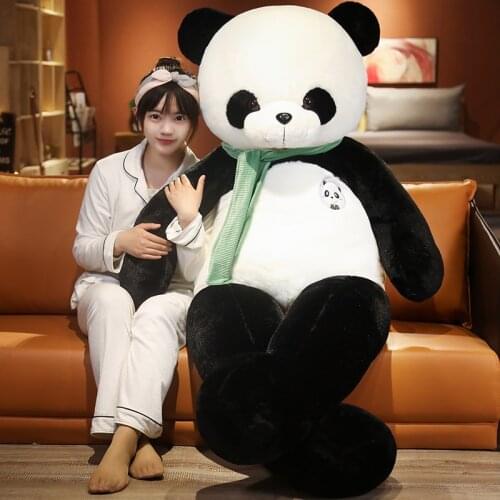 1PC 80/100cm Lovely Panda with Scarf Plush Pillow Giant Animal Treasure Panda Plush Toys Stuffed Soft Dolls Children Present
