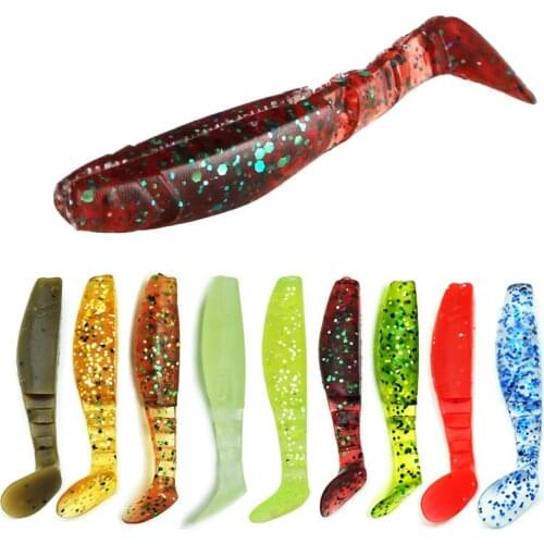 15pcs 5.5cm/2G 10 Color T Tail Soft Bait Lure Fish Jig Soft Worm Bait Single Tail Wholesale Flowing Texas Calilona Wacky
