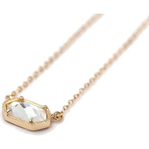 2020 New Fashion Old Style Small Oval Faceted AB Dichroic Crystal Stone Pendant Necklace for Women