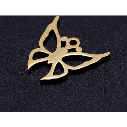 5pcs/lot Simple Butterfly Stainless Steel DIY Charms Wholesale Jewelry Finding Supplies OEM Charm Accepted Jewelry Making Charm