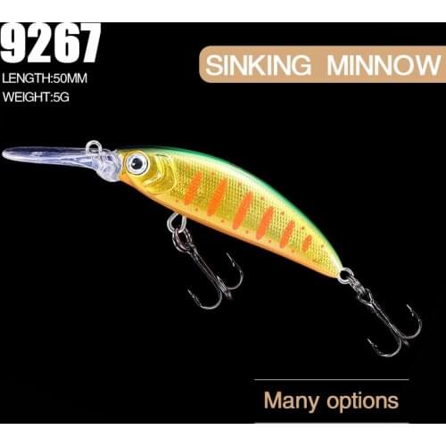 AI-SHOUYU New Minnow Fishing Lures 50mm/5g Sinking Hard Bait with 2 Treble Hook 12# Crankbait Wobbler Fishing Tackle Leurre