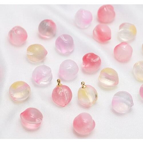 Colored Glaze Peach Half-hole Pink and Tender Peach Pendant Diy Handmade Jewelry Antique Hairpin Earrings Accessories