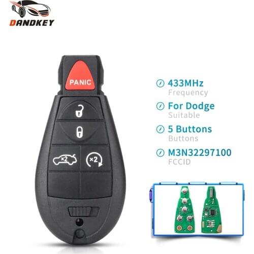 Dandkey For Dodge Keys M3N32297100 Smart Car Key Fob For Dodge Dart 2012 2013 2014 2015 2016 Remote Key 433mhz ID46 5 Buttons