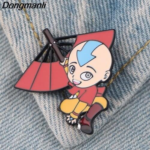 DZ393 Anime Aang Figure Enamel Pins Custom Brooches Lapel Badge Jewelry For Friends Kids Gift
