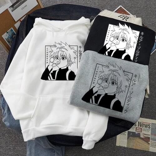 Gothic Womens Hunter X Hunter Hoodie Killua Zoldyck Anime Fun Cartoon Print Kawaii Sweatshirt Oversize Loose Harajuku Hoodie