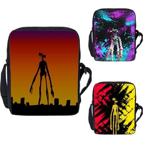 3D Print Siren Head Shoulder Bags Women Zipper Canvas Fashion BackPack Crossbody Bags for Children Teenage Rucksack Kids Bookbag