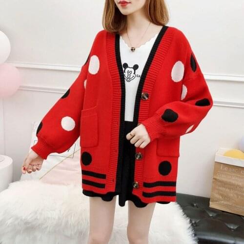 Cardigan Feminino Suit-dress New Easy Student Circle Point A All-match Knitting Unlined Upper Garment Loose Coat And Winter