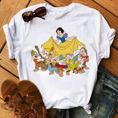 Kawaii Disney Cartoon Princess Snow White T Shirt Women Funny The Seven Dwarfs Graphic Tees Vogue Unisex Tops Tshirt Female