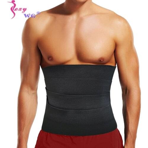 SEXYWG Mens Abdomen Reducer Body Shaper Fitness Sweat Trimmer Belt Waist Trainer Belly Slimming Shapewear Waist Trainer Corset