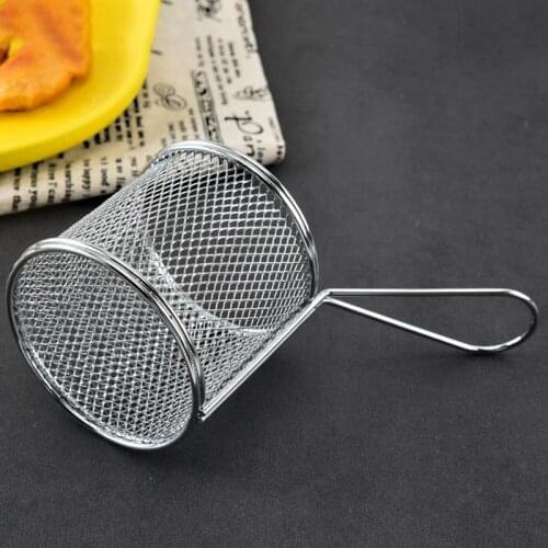 French Fries Basket Portable Stainless Steel Chips Mini Frying Basket Strainer Fryer Kitchen Cooking Chef Basket Colander Tool