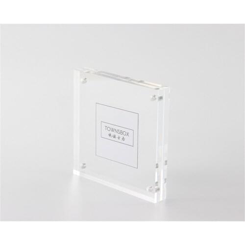 Squre Acrylic Block Frame Magnetic Photo Frame Paper Price Tag Display Crystal Picture Frame Sign Holder 10*10cm 4 Inches
