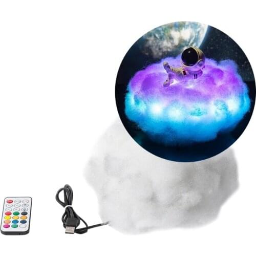 Colorful Clouds Cute Cartoon Astronaut Lamp LED Remote Control Marquee Cloud