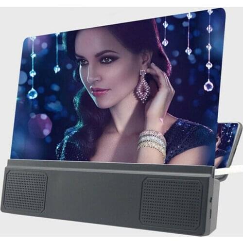 Mobile Folding Phone Screen Magnifier Smartphone Video 3D HD Screen Stand Speaker Amplifier 12'' HD Phone