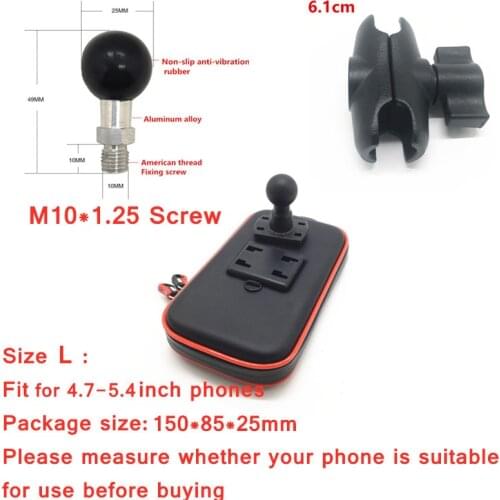Mobile Phone Water Resistance Case 6 CM Aluminum Alloy Double Socket Arm With 1 inch Ball Mount M10 Screw for Motorcycle Scooter