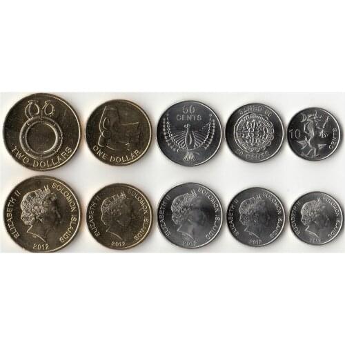 Solomon Islands 5 Pieces Set Coins Oceania New Original Coin Collectible Edition Real Rare Unc Commemorative 2012 Edition