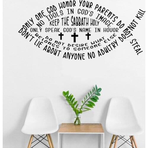 Ten Commandments Wall Sticker only one god honor your parents do not steal Quotes Christian Bible Living Room Home Bedroom DG146
