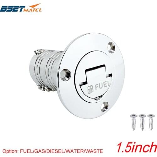 1.5" 38mm Deck Filler Fill FUEL GAS DIESEL WATER WASTE stainless steel 316 Keyless Cap boat Hardware accessories Socket yacht