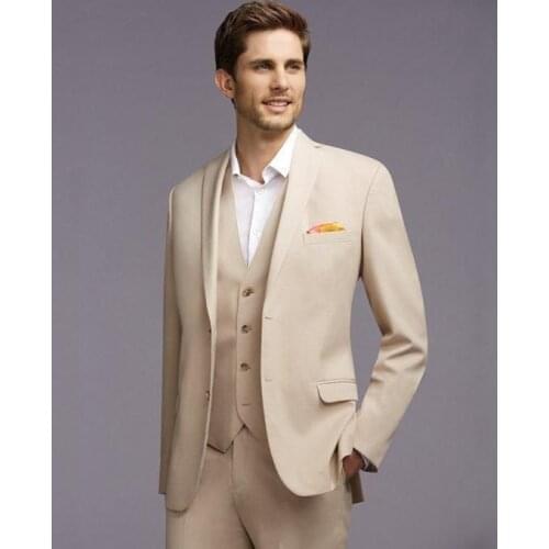 Latest Coat Pant Designs Beige Men Wedding Suits Jacket Slim Fit 3 Piece Tuxedo Custom Groom Blazer Prom Style Suit Masculino