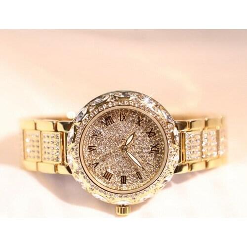 New Hot Sale Famous Brand Bling Watch Women Luxury Austrian Crystal Watch Rose Gold Shinning Diomand Rhinestone Bangle Bracelet