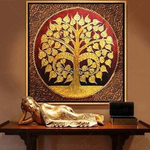 New products 2018 wall art paintings abstract bodhi leaves painting southeast asia decorative paintings handmade 3d oil painting