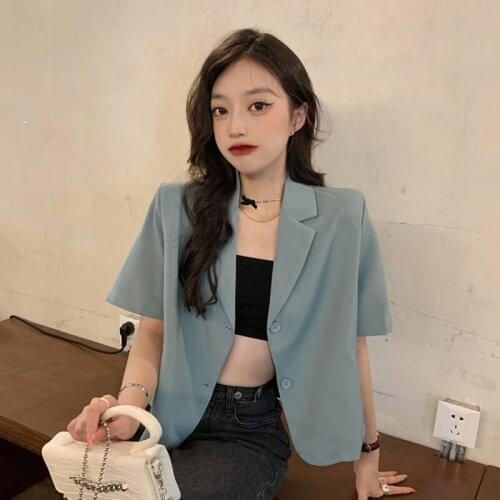 Blazer Women Short-sleeved Suit Jacket Female Summer Thin New Small Size Design Casual Suit Jacket